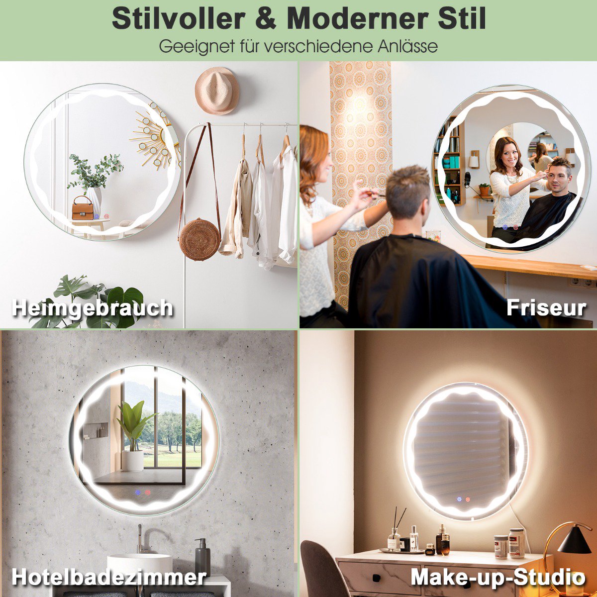 Round LED Bathroom Mirror 60 cm, Anti-Fog, Dimmable