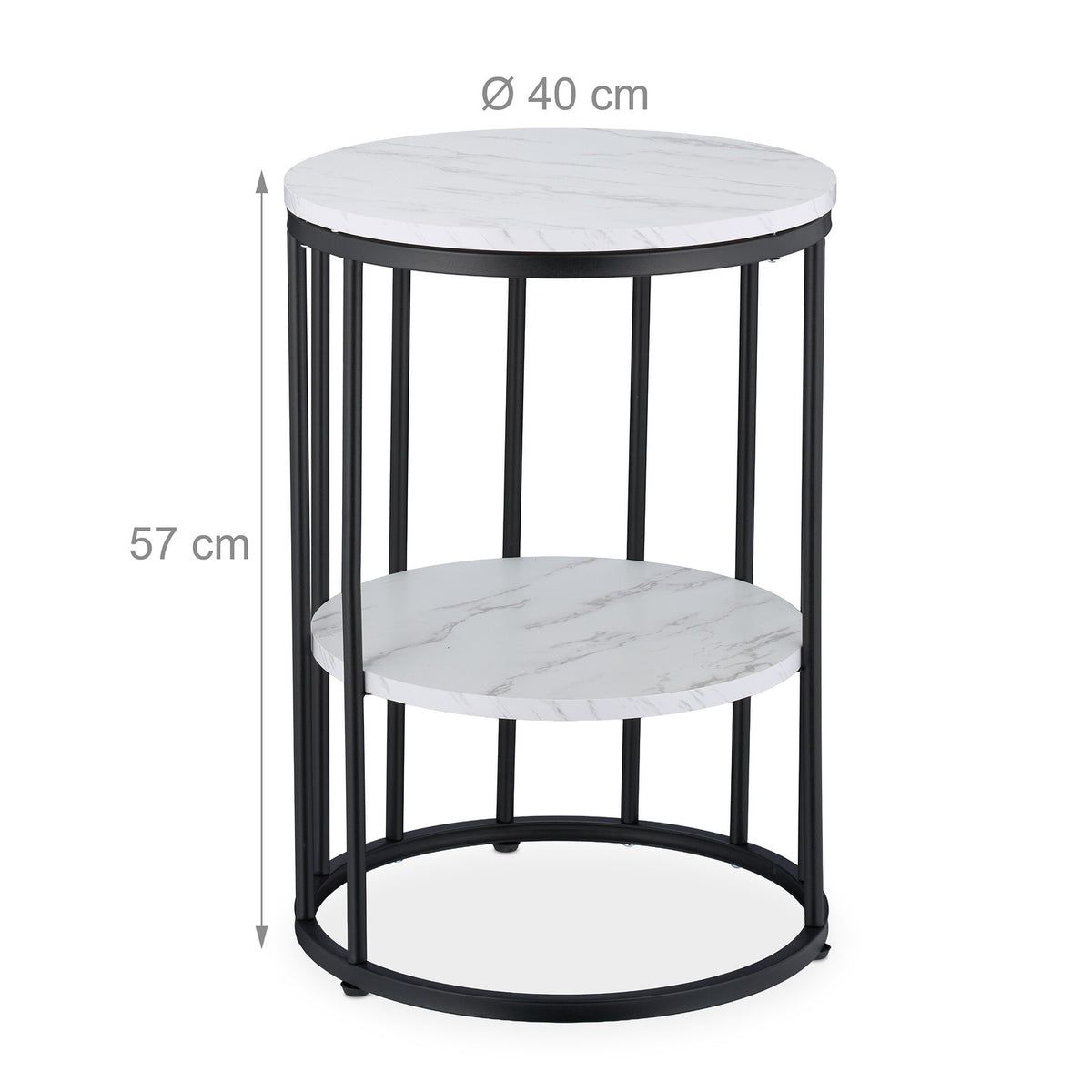 Round Marble Look Side Table with 2 Levels