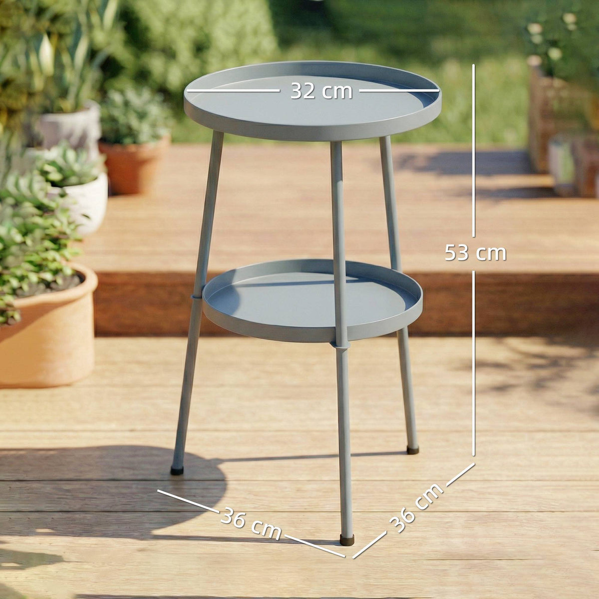 Round Metal Outdoor Side Table, 36 cm, Dark Grey