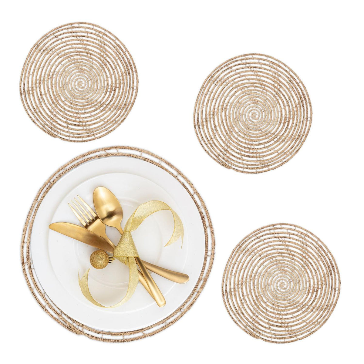 Round Palm Fibre Place Mats, Set of 4
