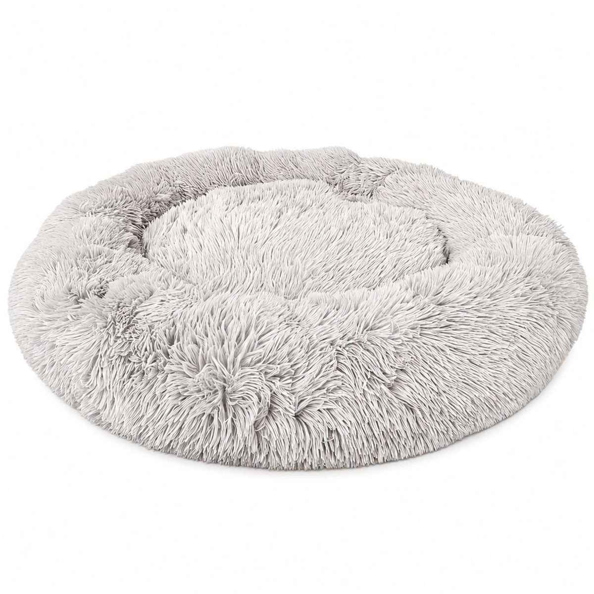 Round Plush Dog Bed, 100 cm, Light Grey