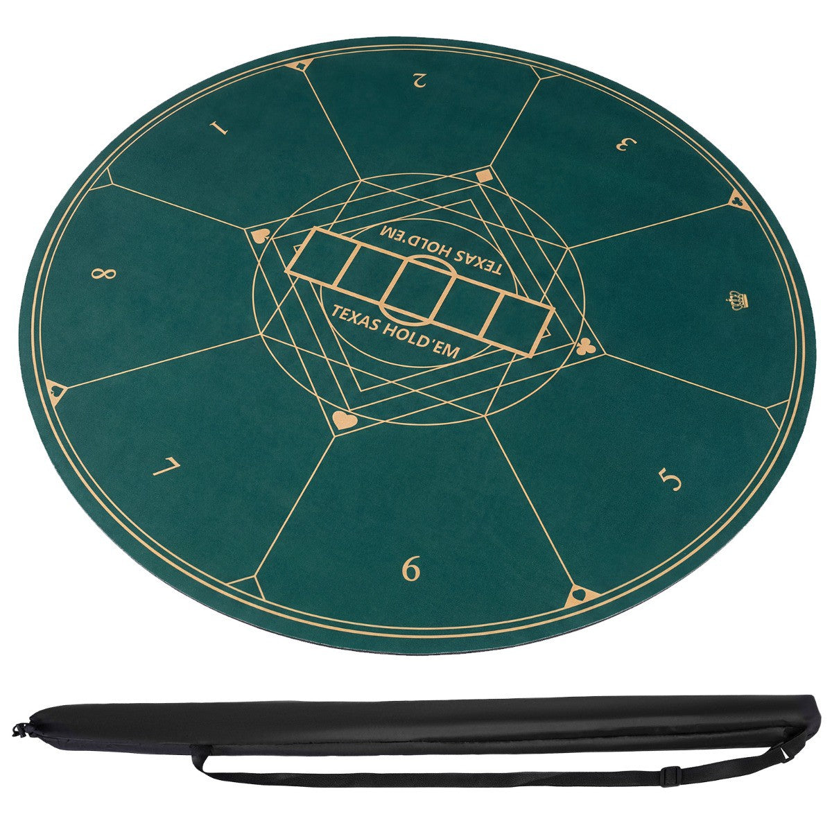 Round Poker Mat 47 Inch, Anti-Slip Rubber Base, Green