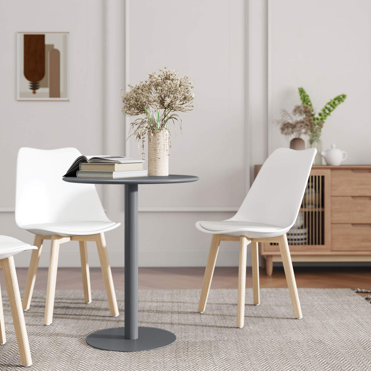 Round Steel Dining Table for 2 – Compact, Modern Design