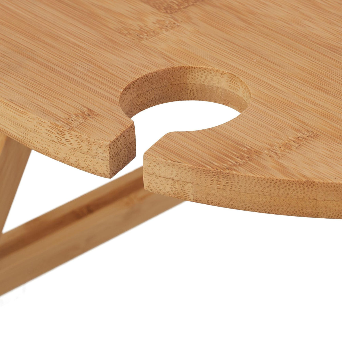 Round bamboo picnic wine table