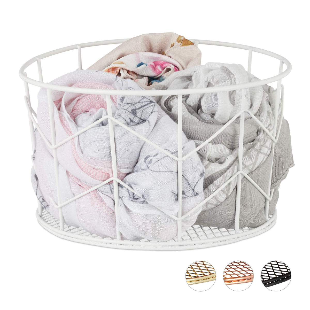 Round basket made of metal wire