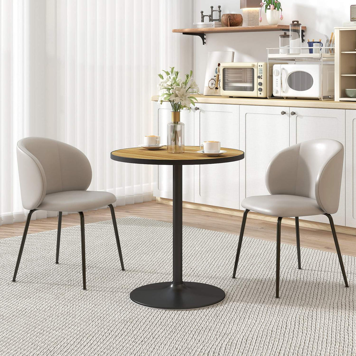Round dining table, oak look, compact design, for 2-4 people, oak