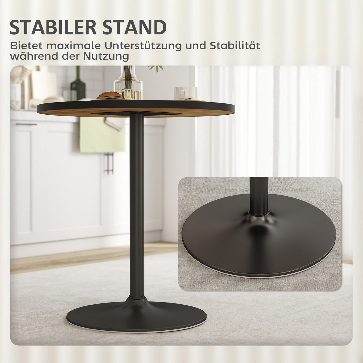 Round dining table, oak look, compact design, for 2-4 people, oak