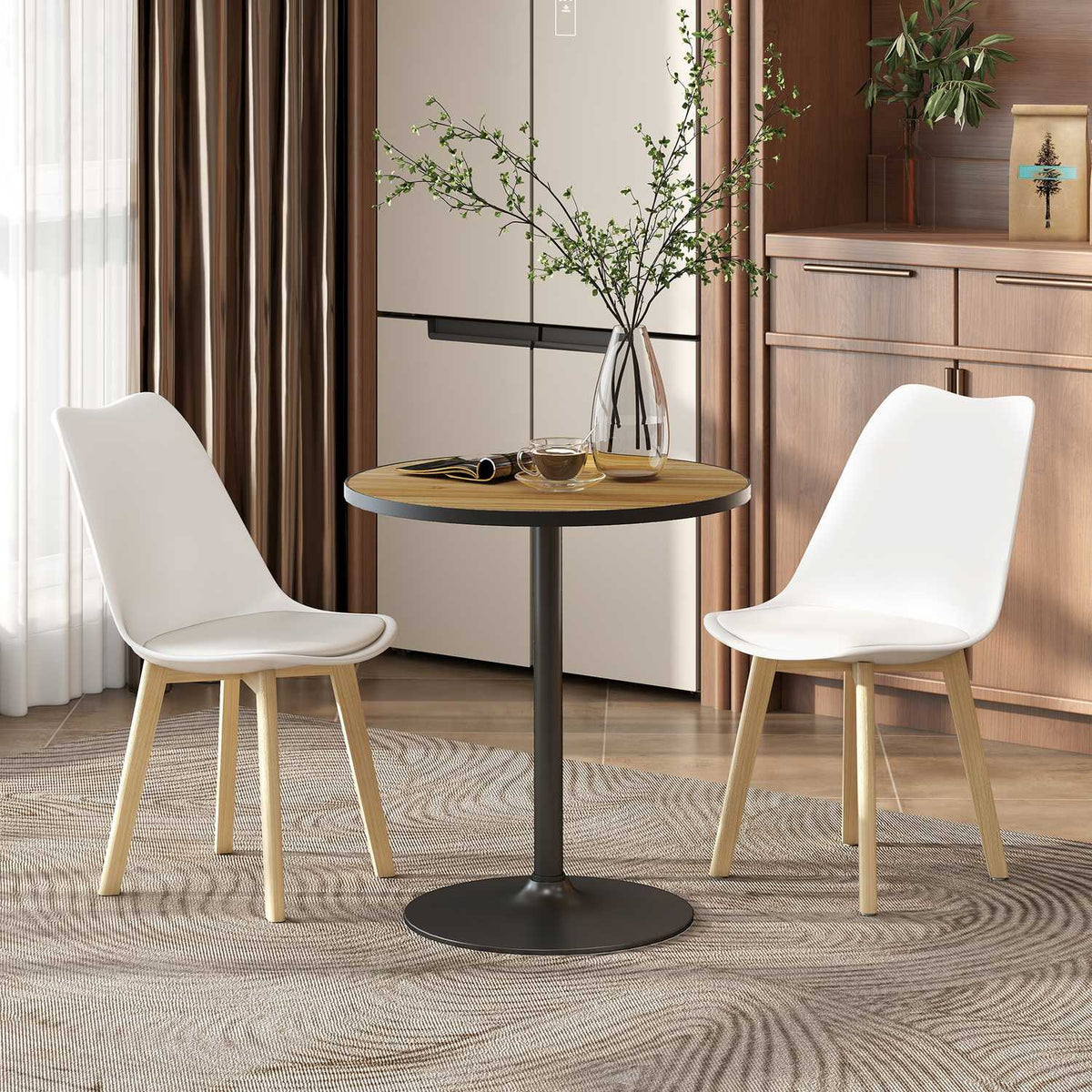 Round dining table, oak look, compact design, for 2-4 people, oak