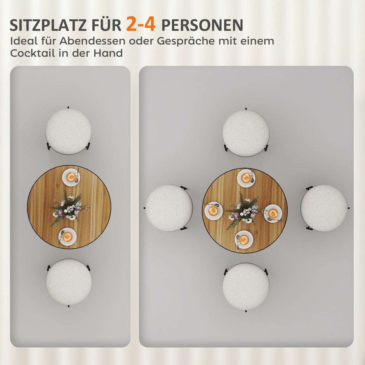 Round dining table, oak look, compact design, for 2-4 people, oak