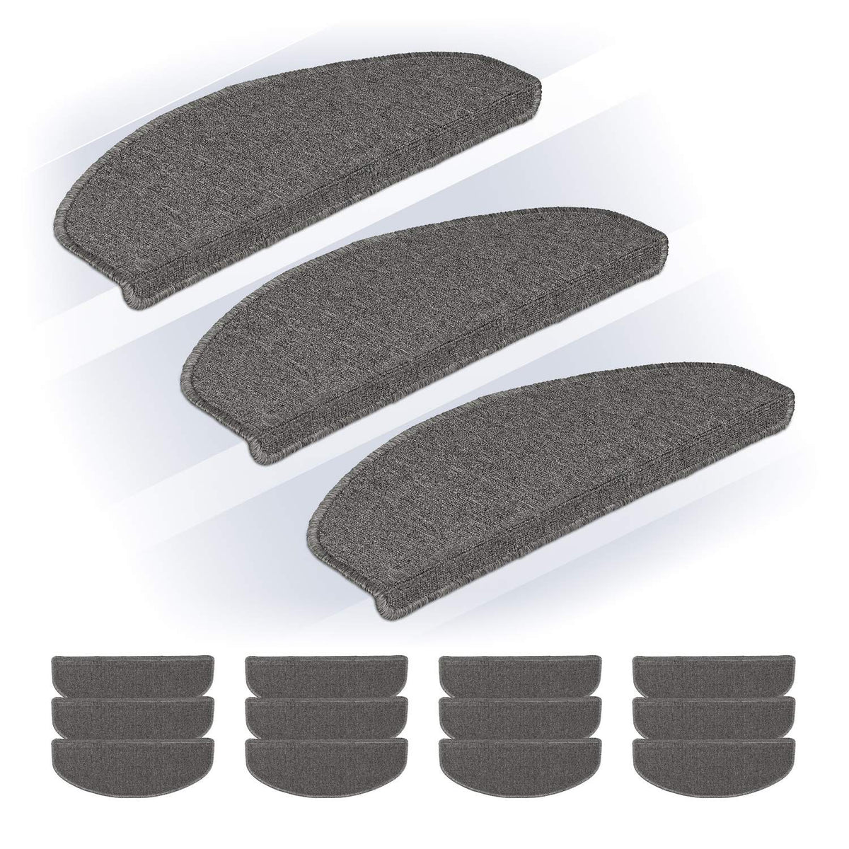 Rounded Stair Treads Set of 15 – Non-Slip, Self-Adhesive