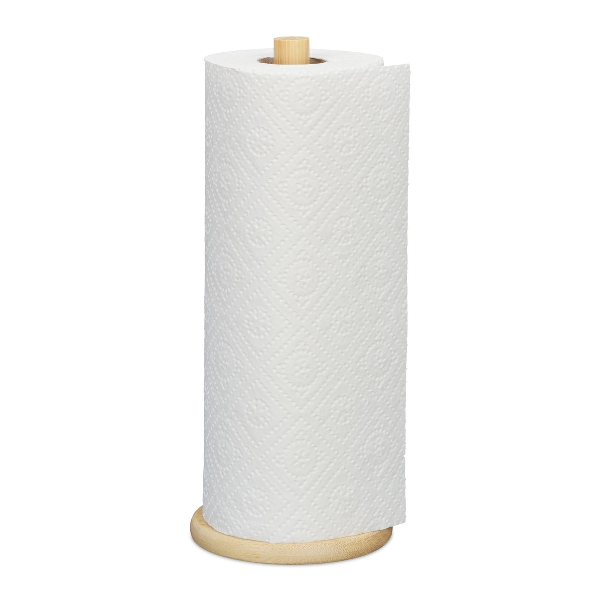 Round kitchen roll holder in bamboo