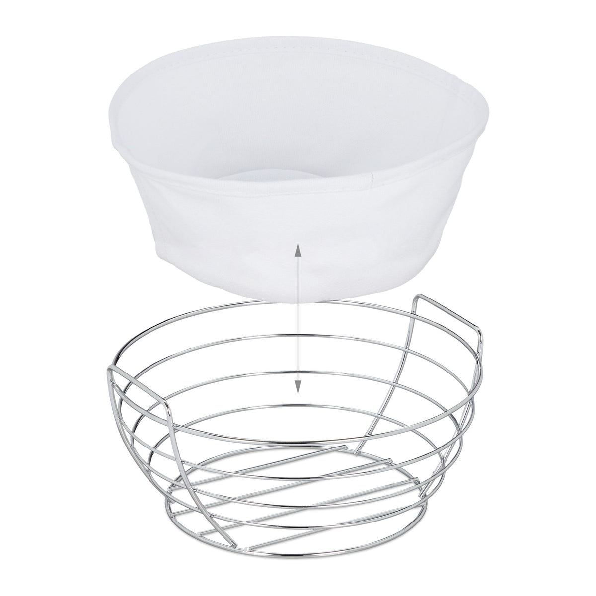 Round metal bread basket with cover