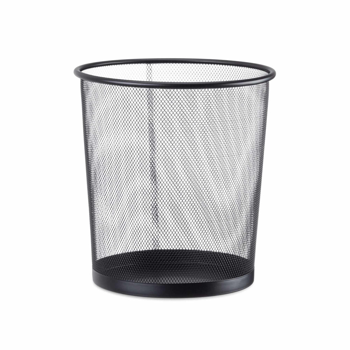 Round metal wastebasket