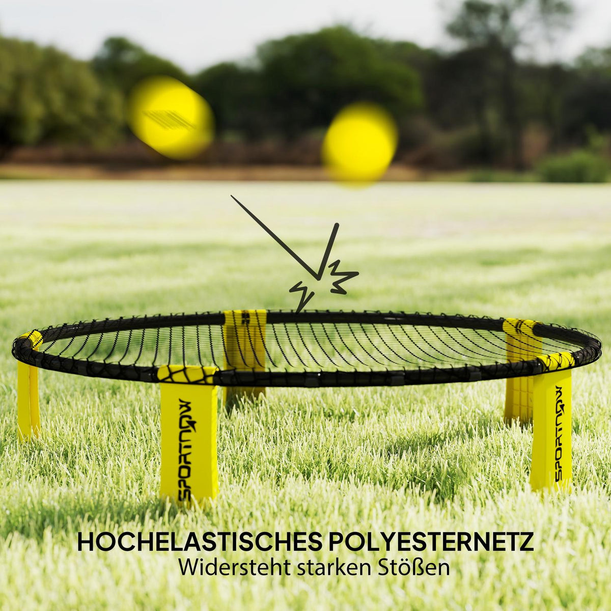 Roundnet Set Game set with play net 3 balls carrying bag ball pump Ø92 x 20 cm yellow