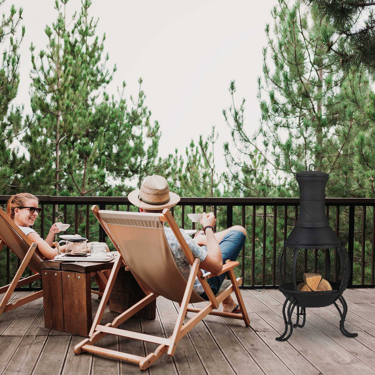 Round outdoor stove black