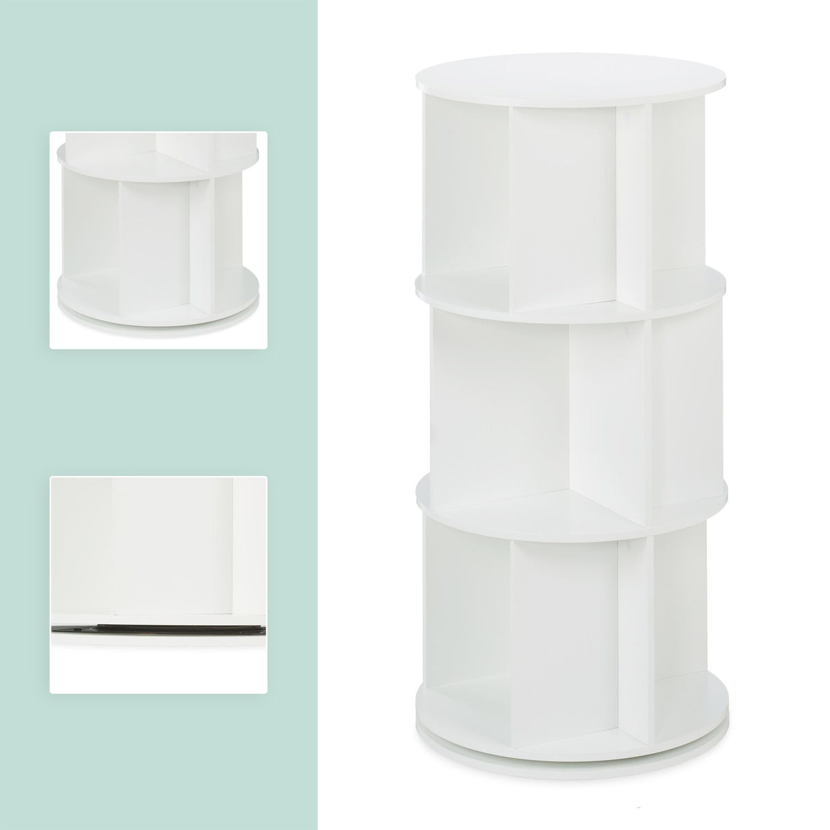 Round rotatable bookshelf