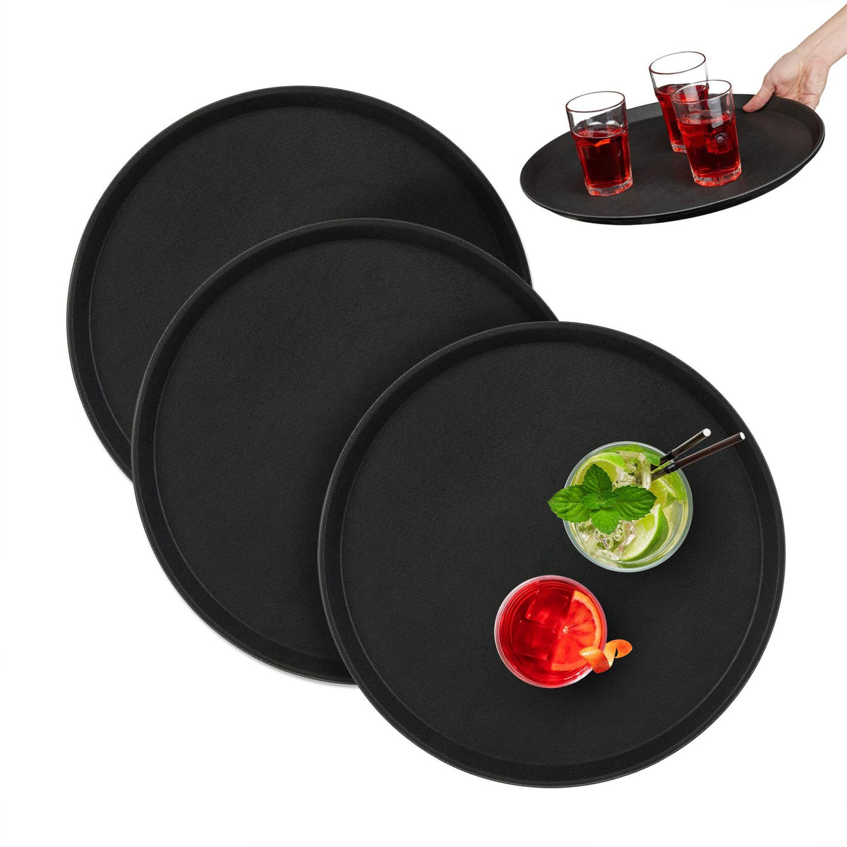 Round serving tray set of 3 40 cm