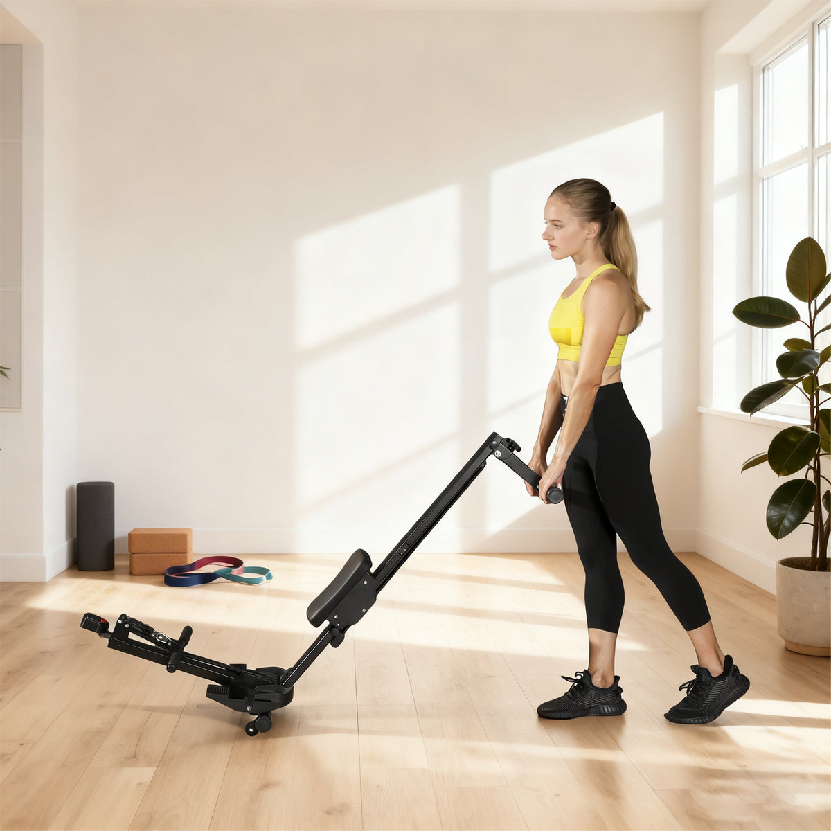 Rowing Machine for Home, LCD Monitor, 150 kg Capacity, Steel