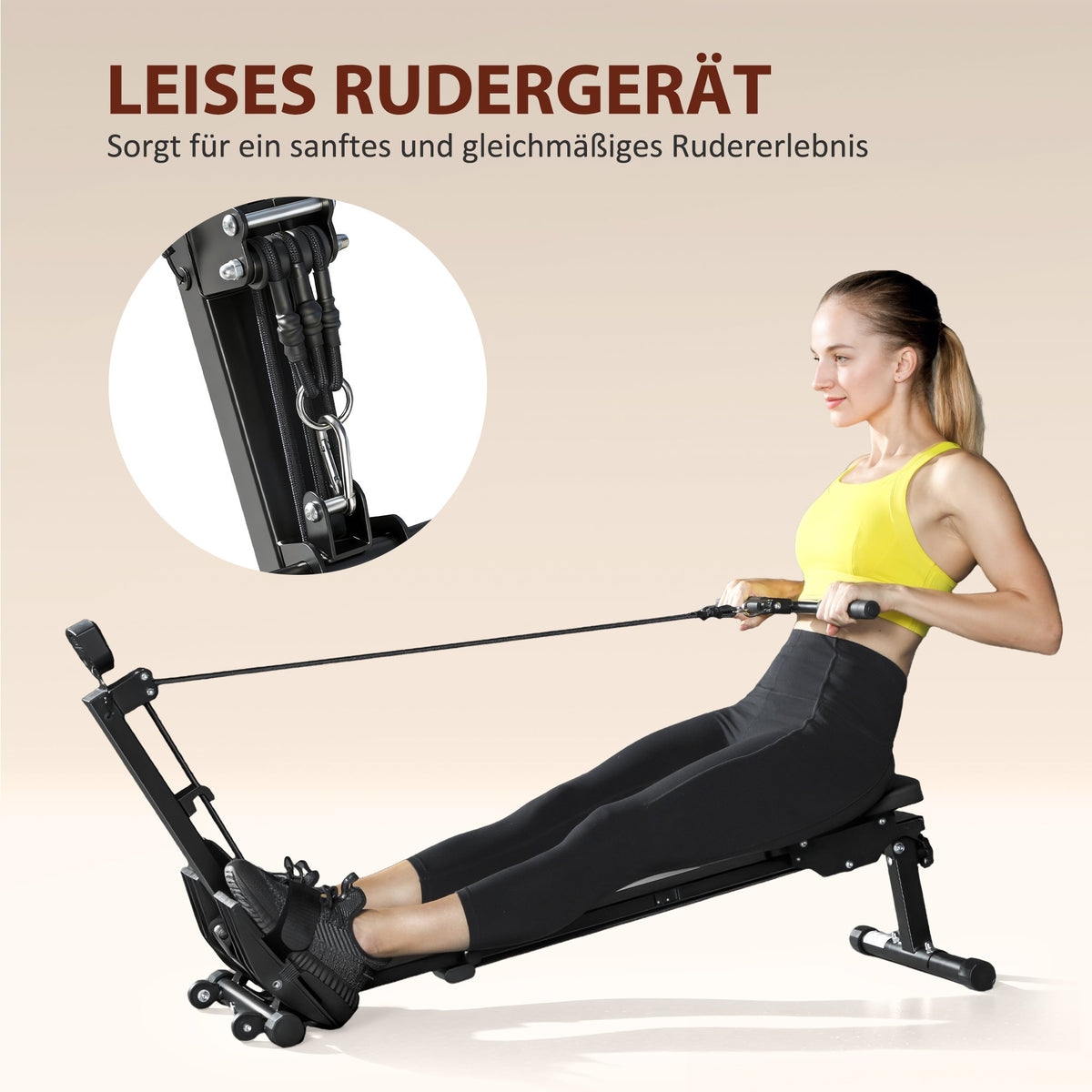 Rowing Machine for Home, LCD Monitor, 150 kg Capacity, Steel