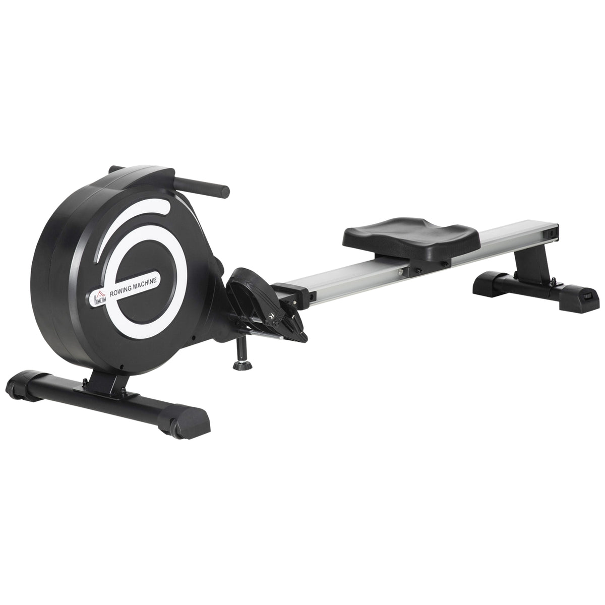 Rowing machine for home, folding rowing machine with 8 levels magnetic brake system, LCD display, for full body training, aluminum, black