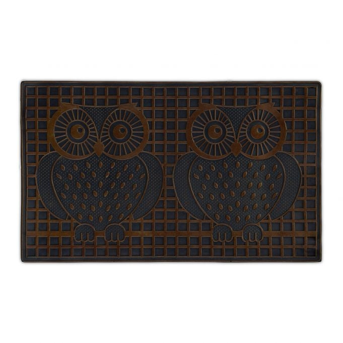 Rubber door mat with owls