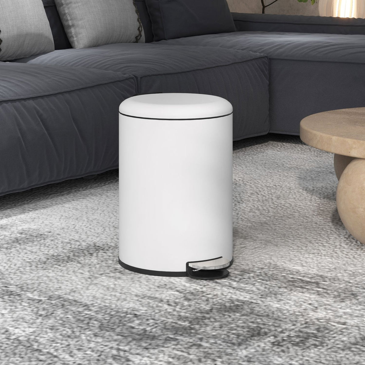 Rubbish bin 20L pedal bin with lid and foot pedal, cosmetic bin made of metal, rubbish bin with inner bin for living room and office, 36 x 30 x 44.5 cm