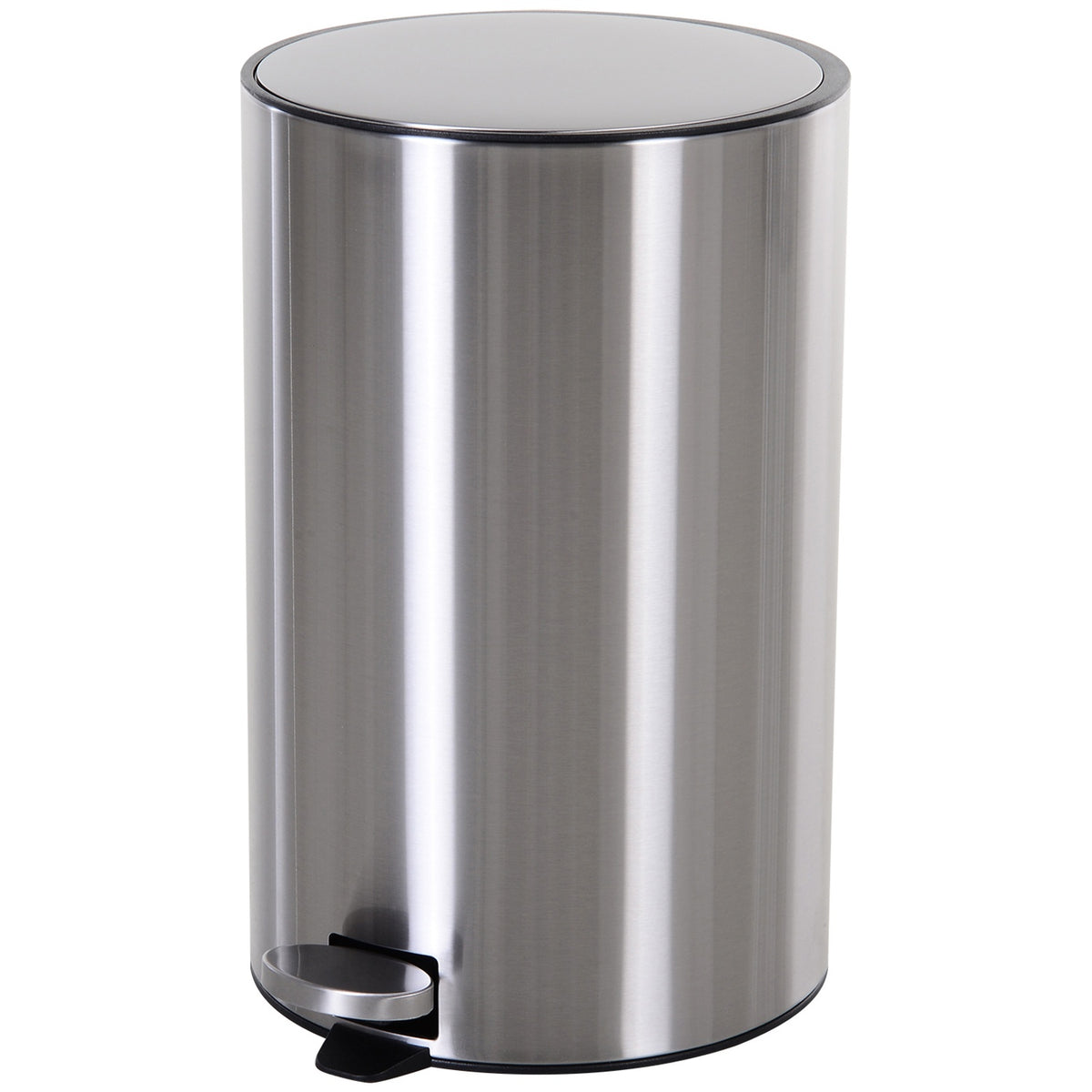 Rubbish bin, pedal bin with inner bin, 12 L, soft closing, stainless steel, PP, diameter 25.8 x H42 cm