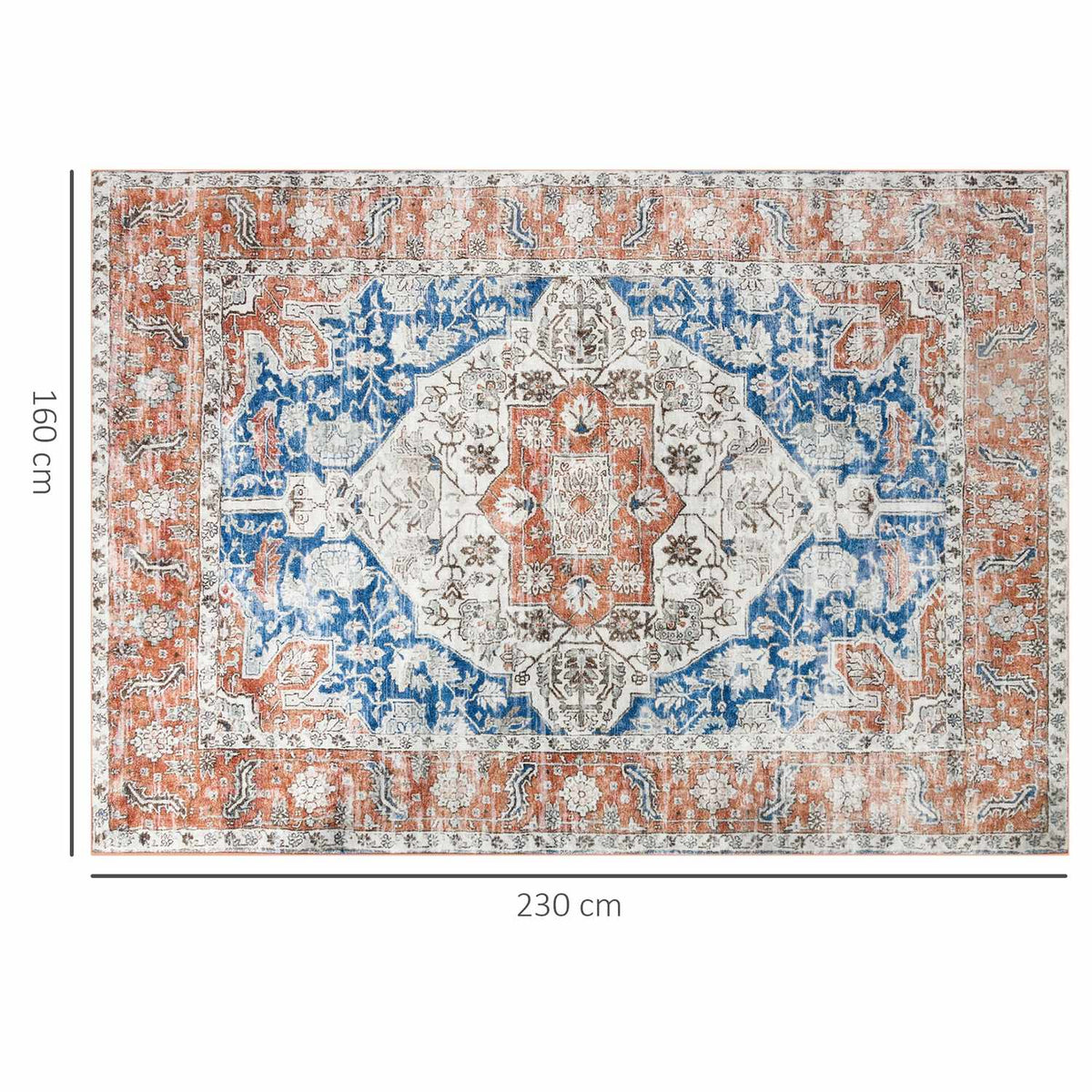 Rug, Short Pile Living Room Rug In Used Look, Area Rug, Polyester, 230X160 Cm, For Living Room And Bedroom