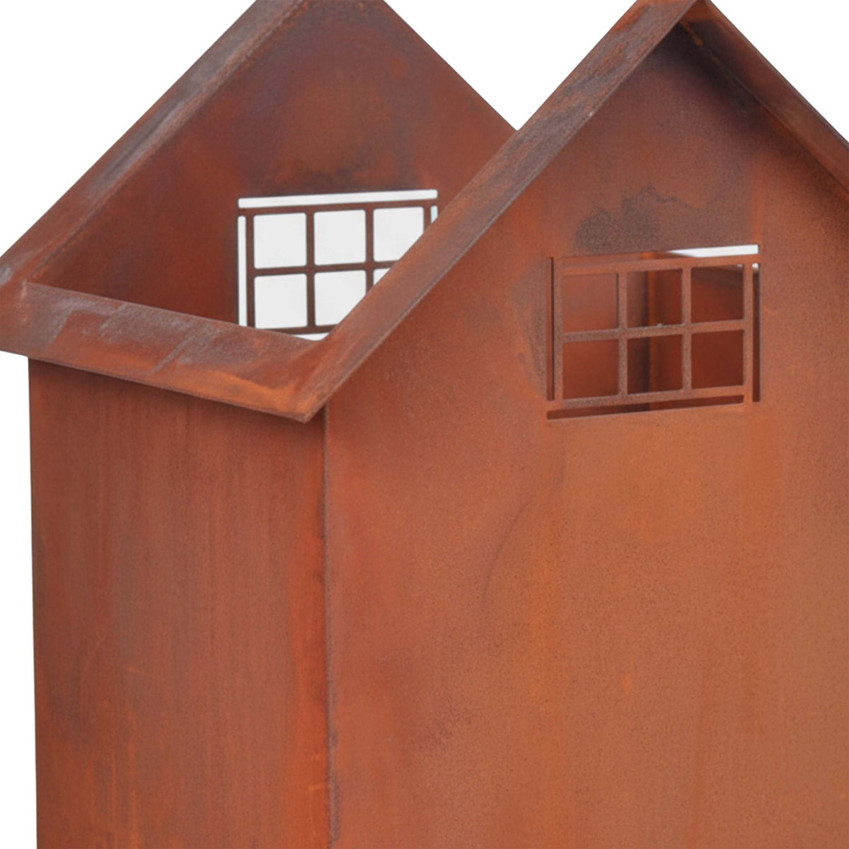 Rust Metal Garden House Planters Set of 2