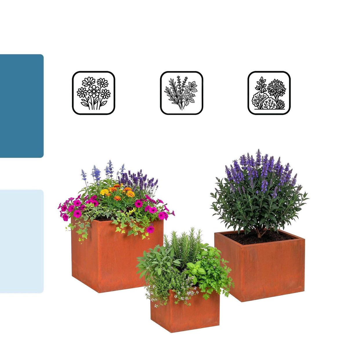 Rustic Carbon Steel Planter Set – 3 Sizes