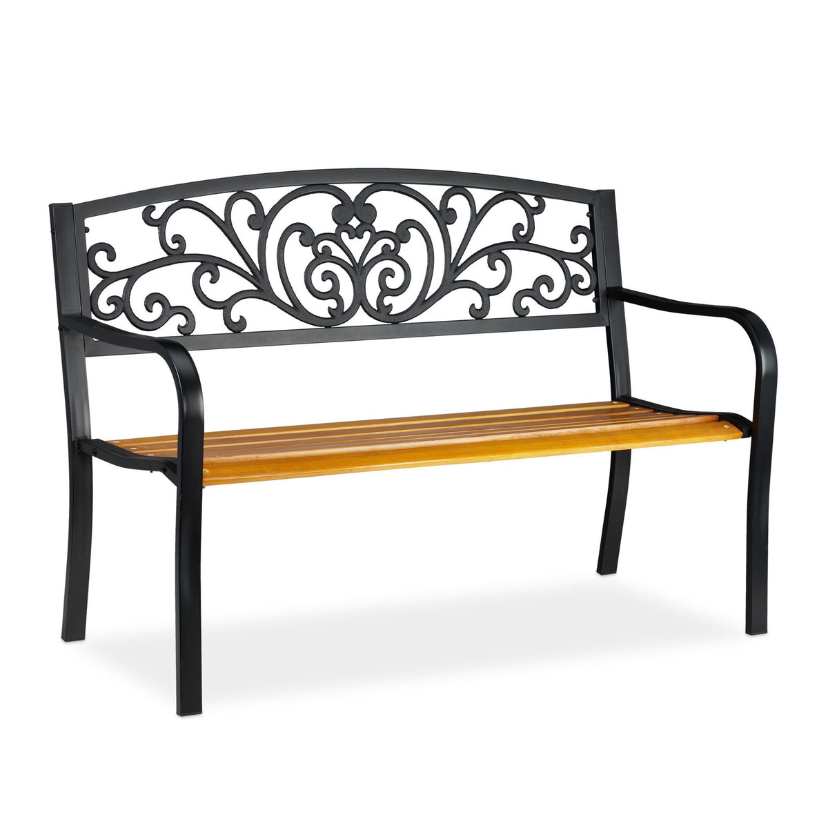 Rustic garden bench in metal and wood