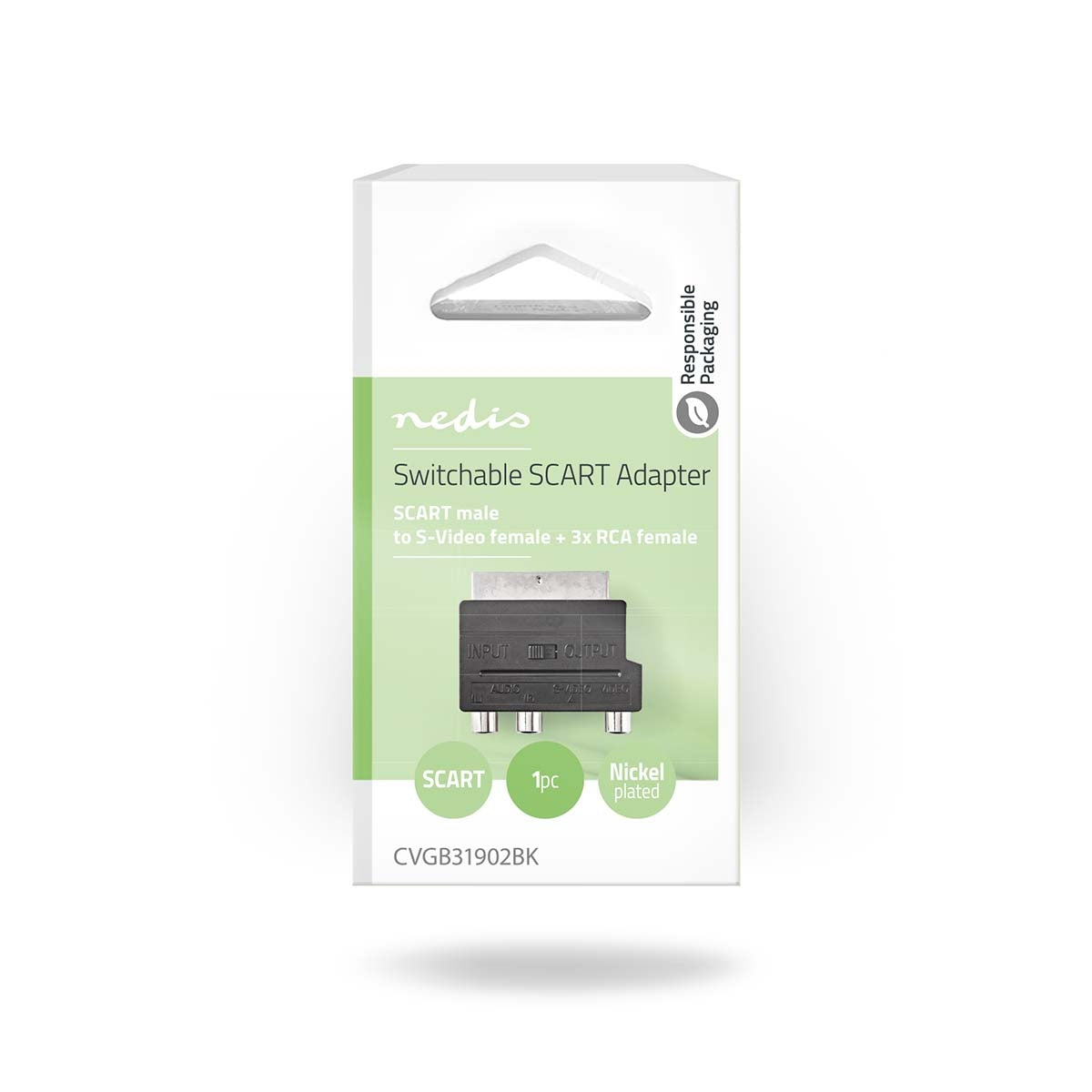 SCART Adapter | SCART Male | S-Video Female / 3x RCA Female | Nickel Plated | Switchable | ABS | Black | 1 pcs | Box