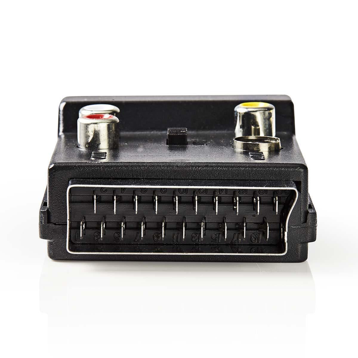 SCART Adapter | SCART Male | S-Video Female / SCART Female / 3x RCA Female | Nickel Plated | Switchable | ABS | Black | 1 pcs | Box