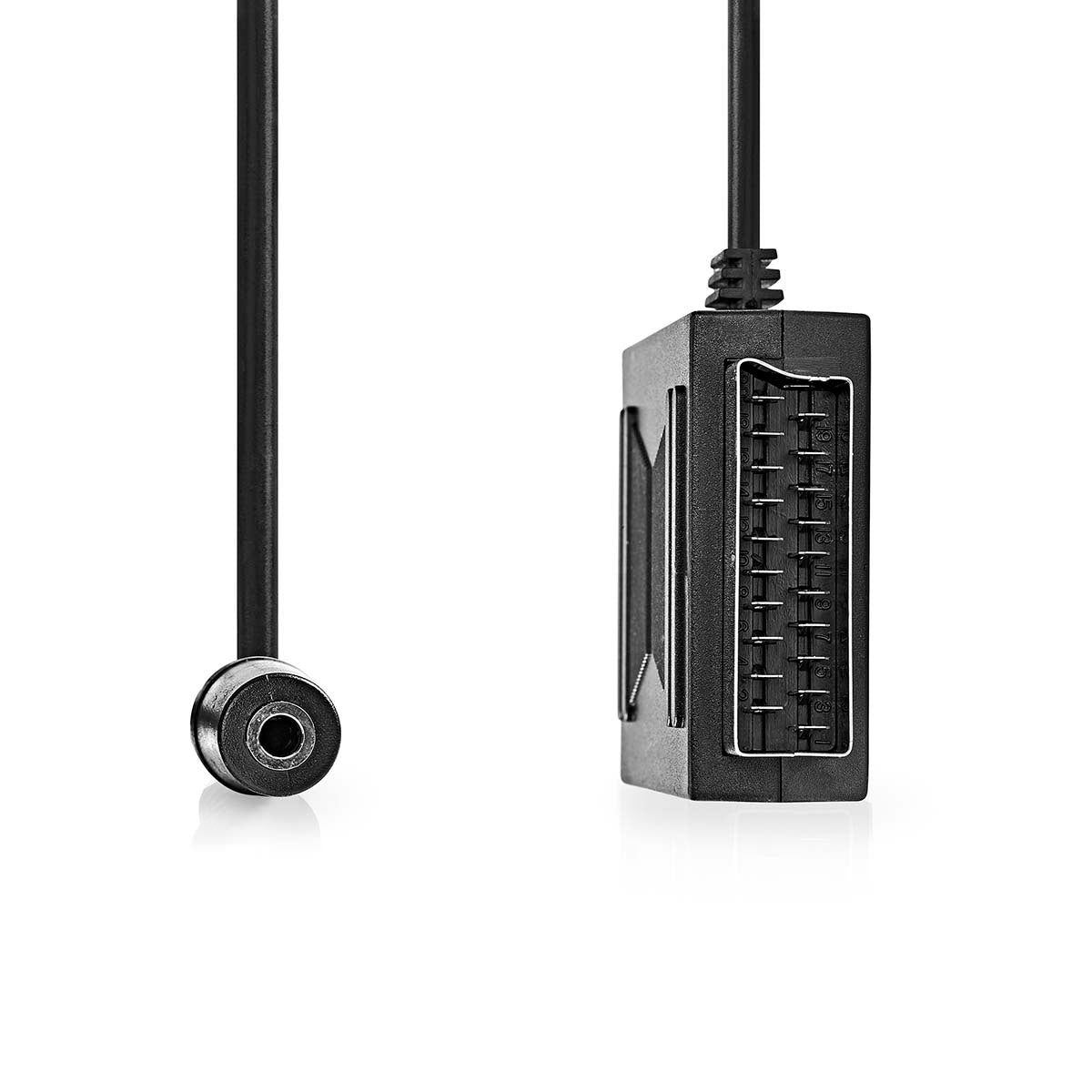 SCART Cable | SCART Male | SCART Female / 3.5 mm Female | Nickel Plated | 480p | 0.20 m | Round | PVC | Black | Box