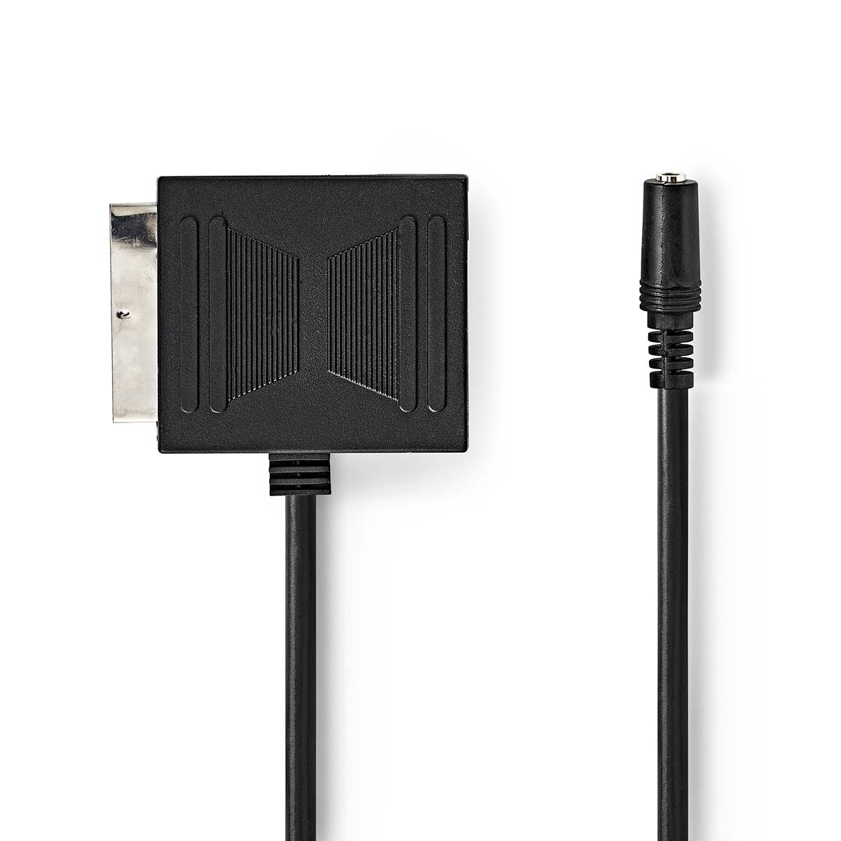 SCART cable | SCART Male | SCART Female / 3.5 mm Female | Nickel Plated | 480p | 0.20 m | Round | PVC | Black | Plastic bag