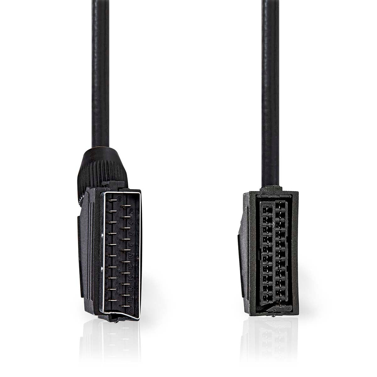 SCART cable | SCART Male | SCART Female | Nickel Plated | 480p | 2.00 m | Round | PVC | Black | Envelope