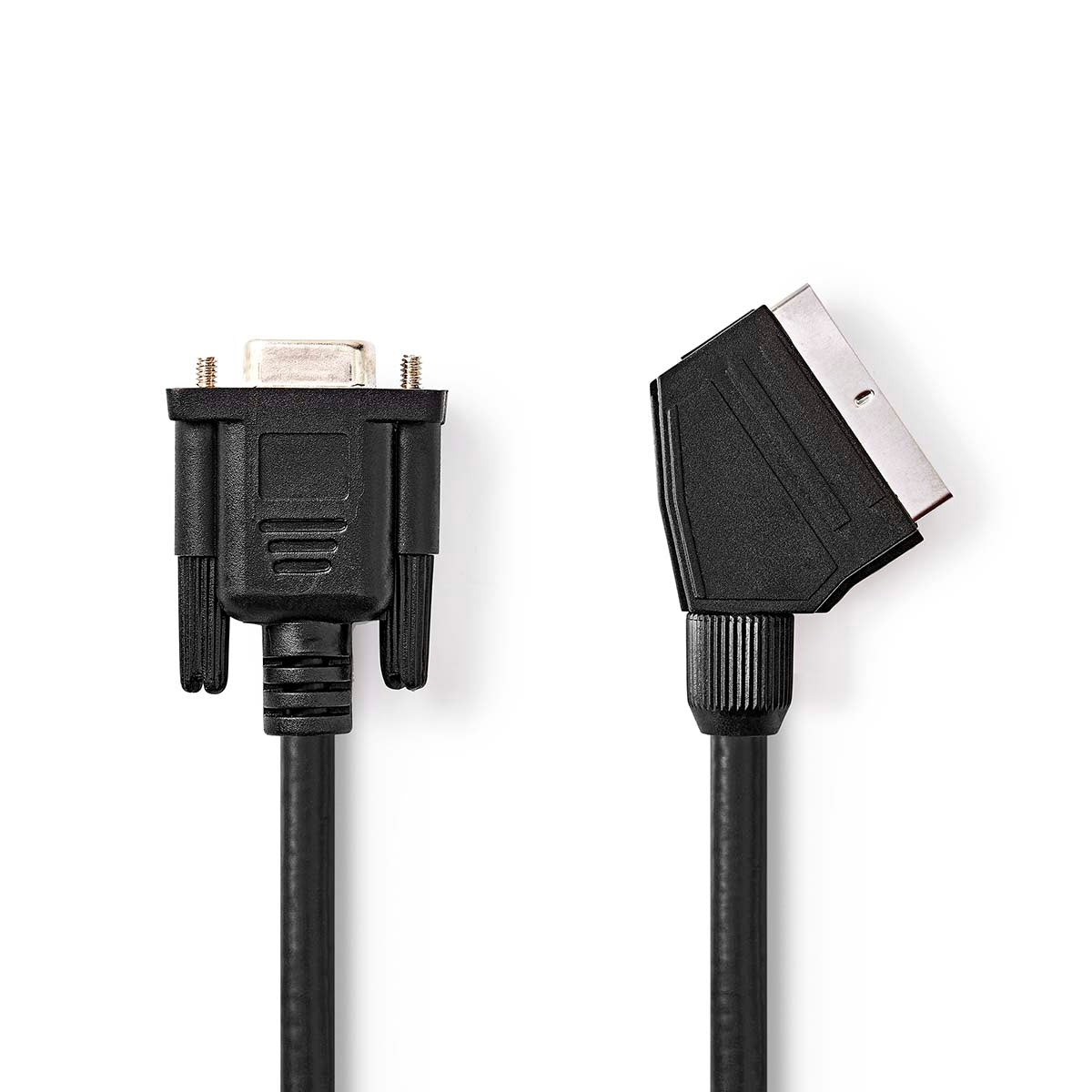 SCART cable | SCART Male | VGA female 15p | Nickel Plated | 480p | 2.00 m | Round | PVC | Black | Label