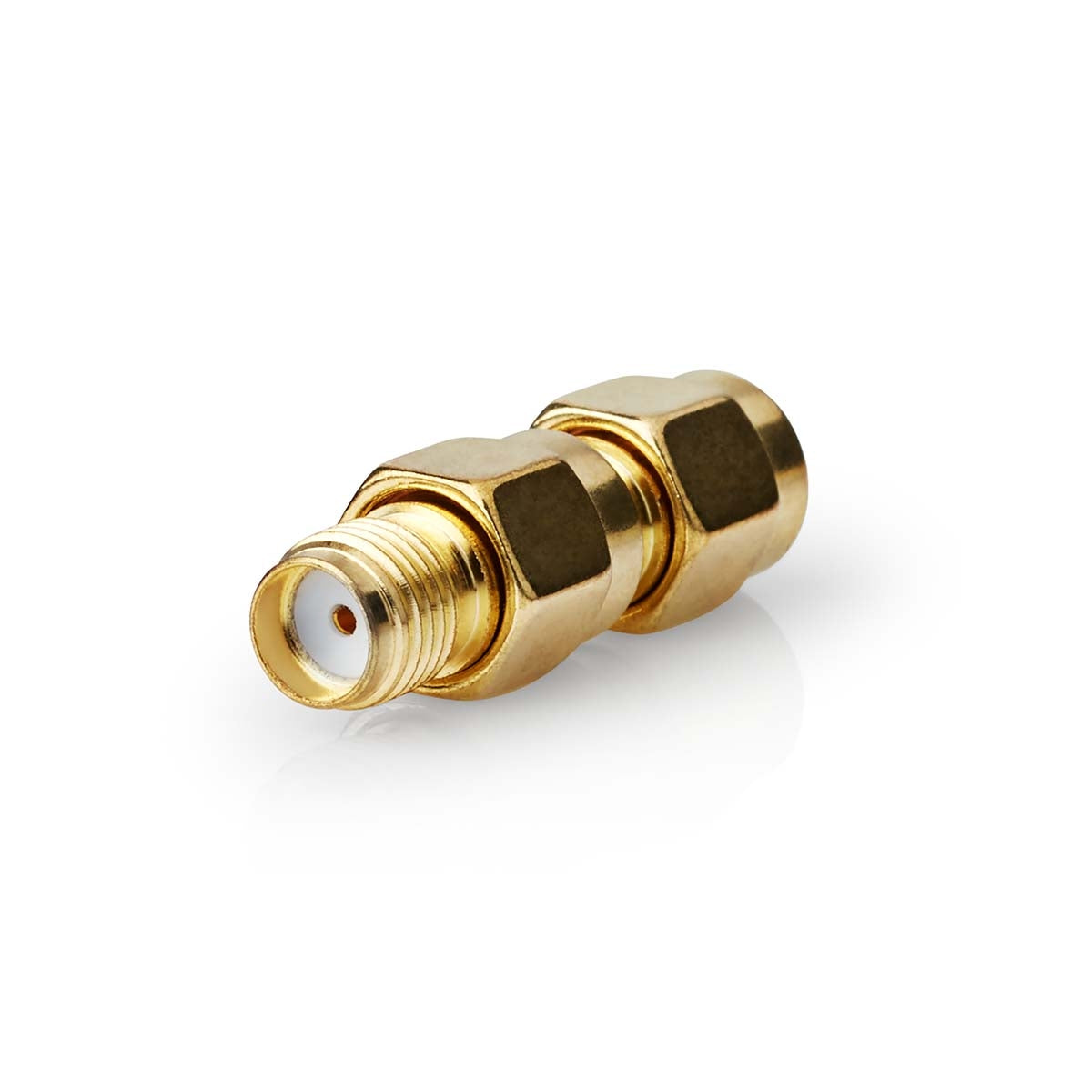 SMA Adapter | SMA Male Reverse Polarity | SMA Female | Gold Plated | 50 Ohm | Straight | Copper | Gold | 2 pcs. | Box