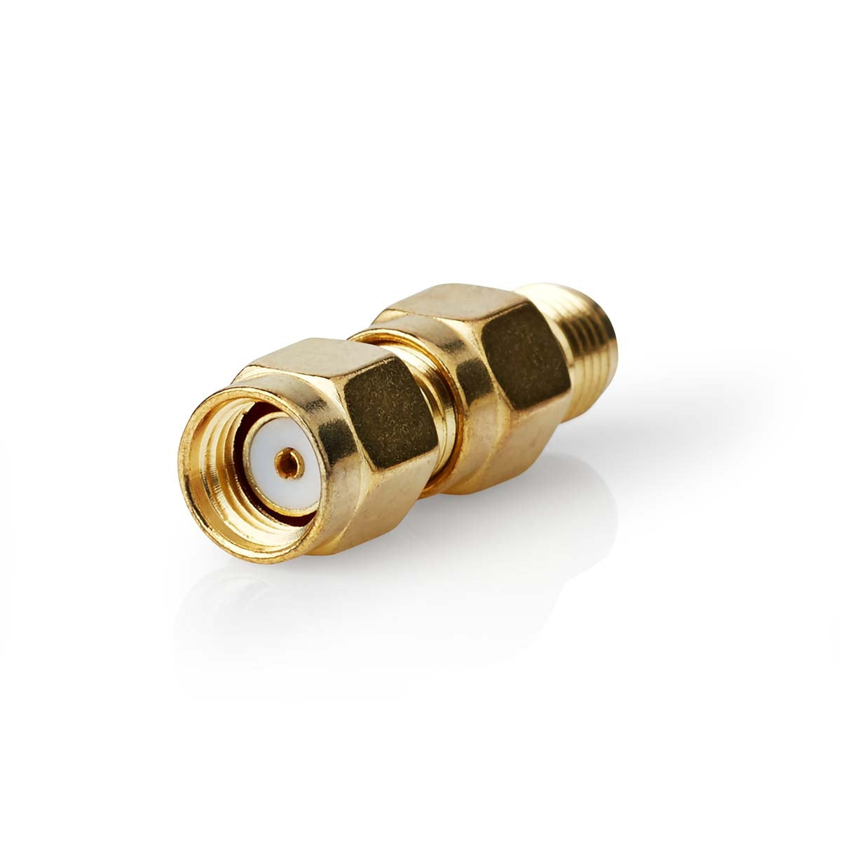 SMA Adapter | SMA Male Reverse Polarity | SMA Female | Gold Plated | 50 Ohm | Straight | Copper | Gold | 2 pcs. | Box