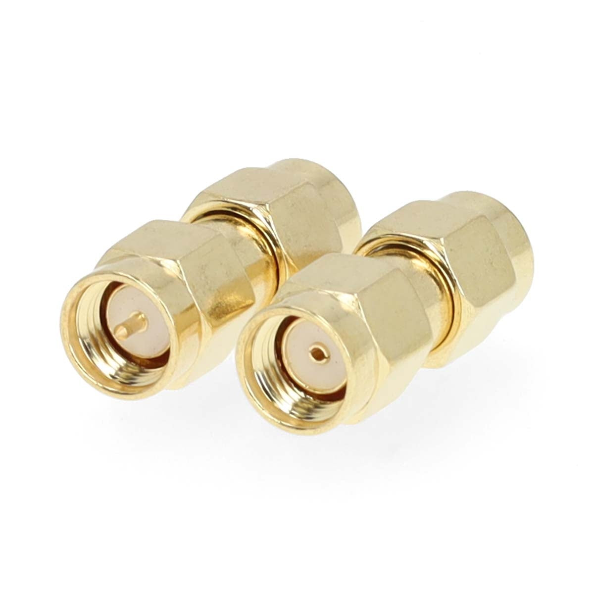 SMA Adapter | SMA Male Reverse Polarity | SMA Male | Gold Plated | 50 Ohm | Straight | Copper | Gold | 2 pcs | Box