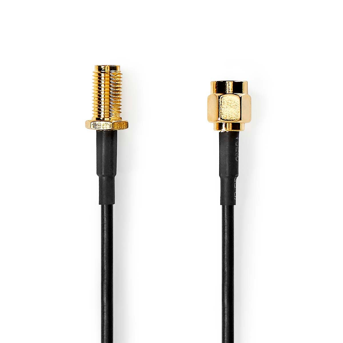 SMA Cable | SMA Male | SMA Female | Gold Plated | 50 Ohm | Single Shielded | 2.00 m | Round | PVC | Black | Label