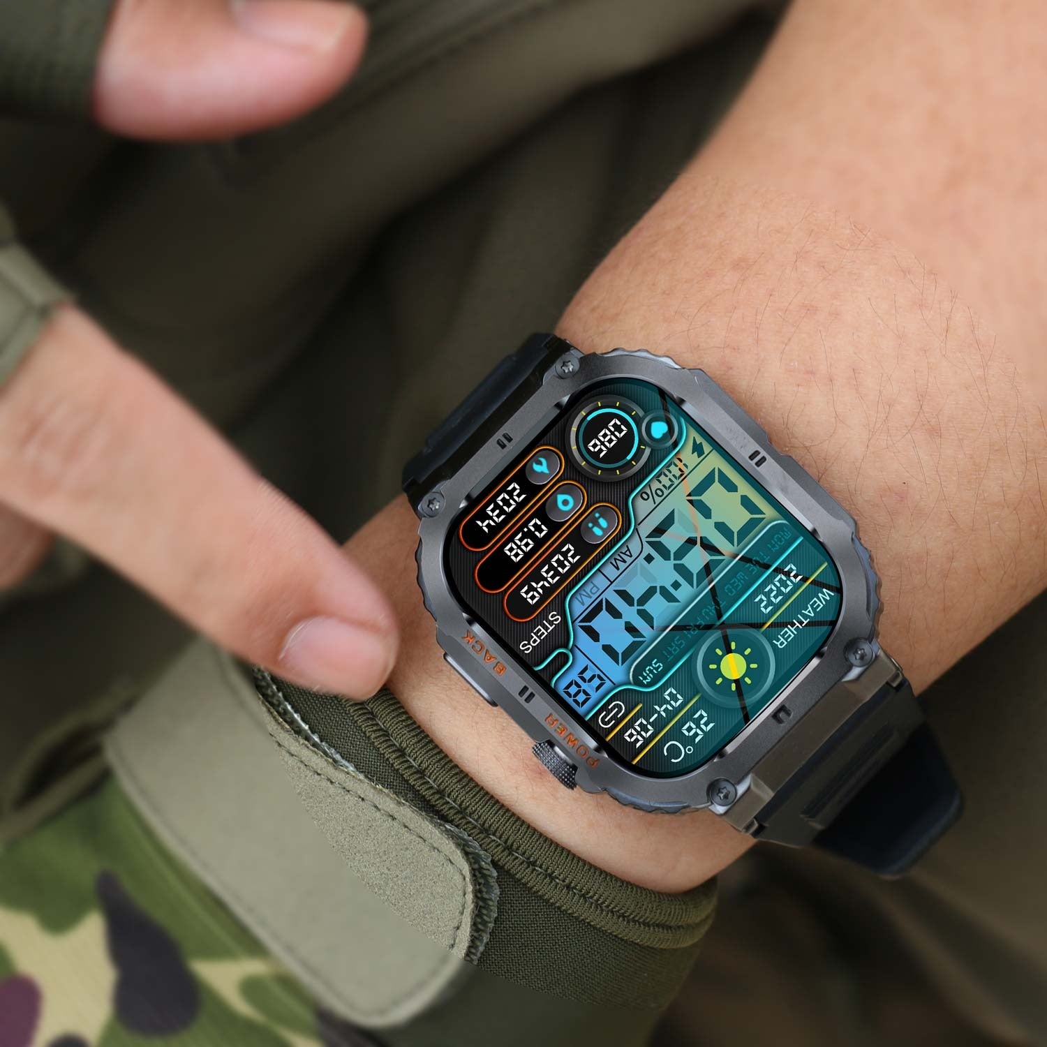 SWC-191B Bluetooth SmartWatch with heart rate, blood pressure and blood oxygen sensor & call function