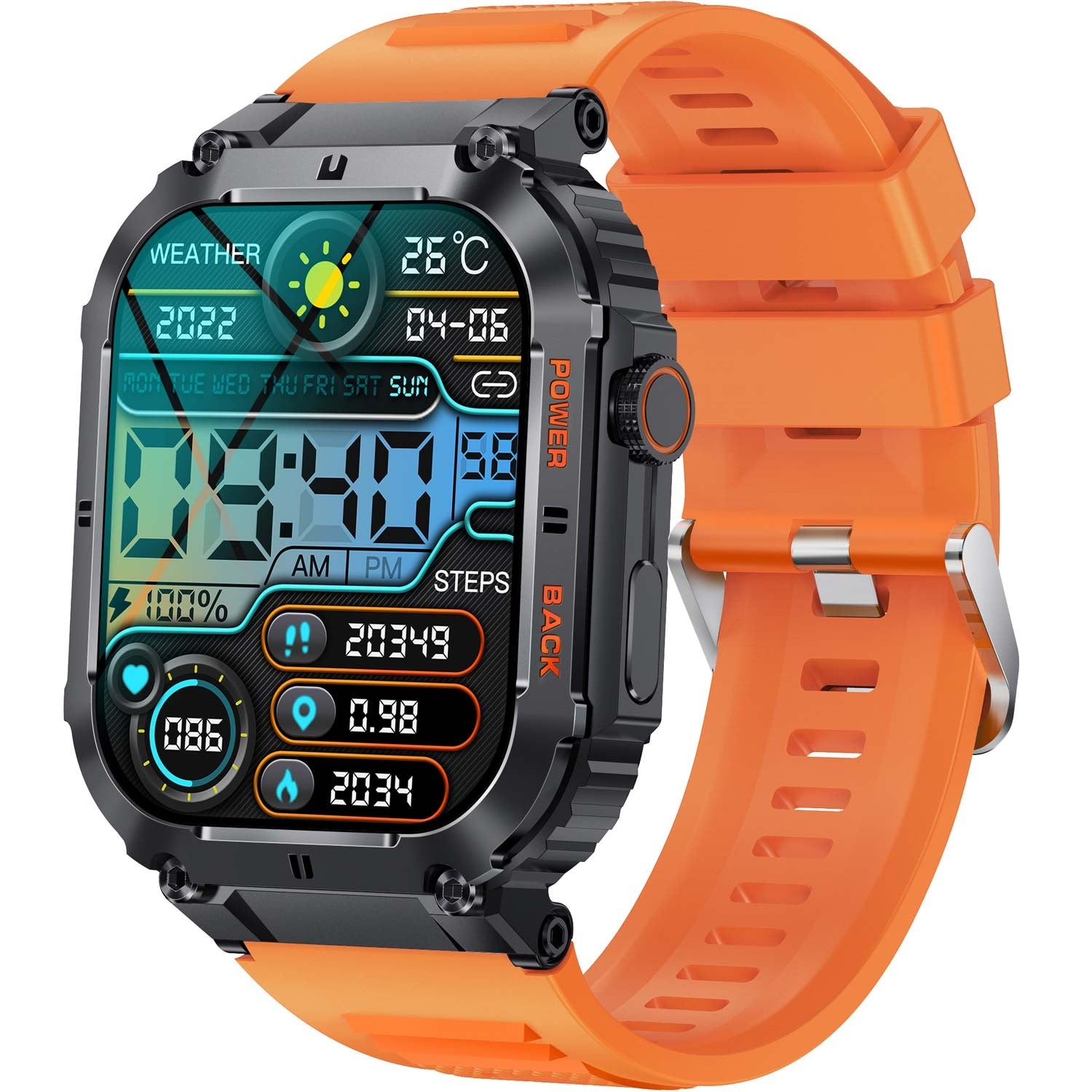 SWC-191O Bluetooth SmartWatch with heart rate, blood pressure and blood oxygen sensor & call function