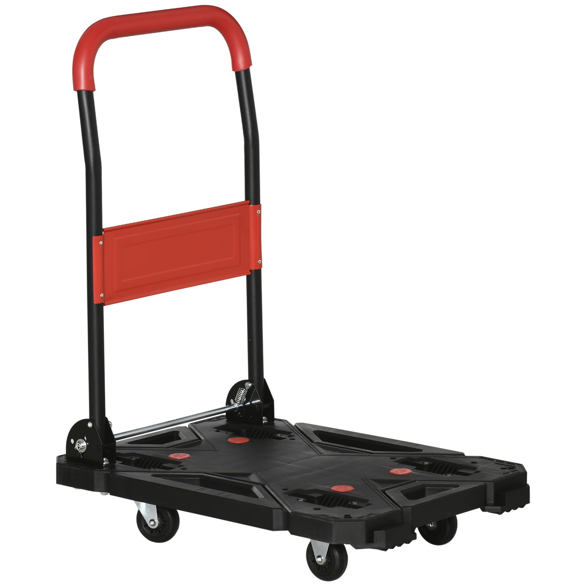 Sack Truck & Platform Trolley, Foldable, With Foldable Armrests, 58Cmx50Cm Loading Area, Up To 150Kg, Black+Red