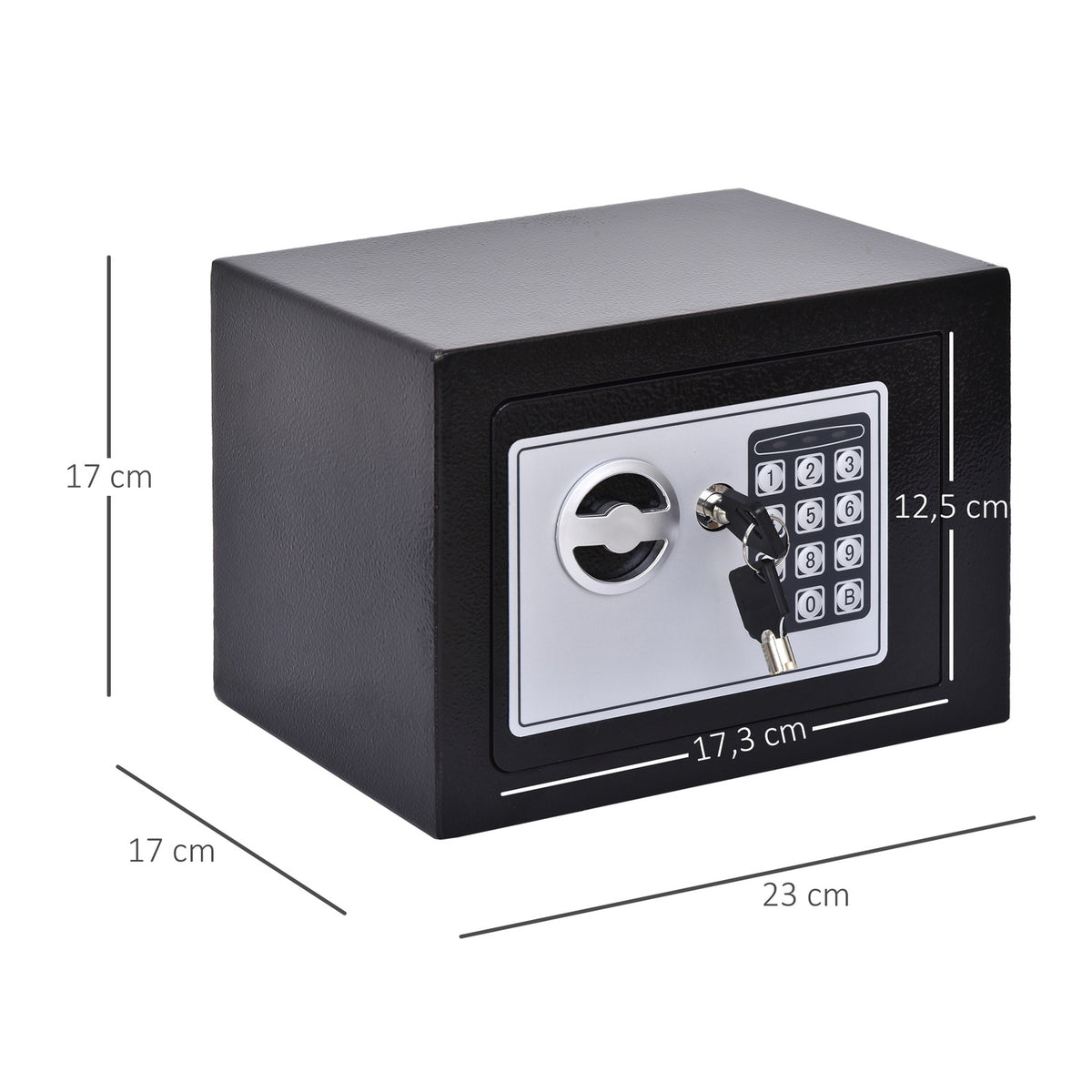 Safe, Furniture Safe With Electronic Lock, Steel, Black, 23X17X17Cm