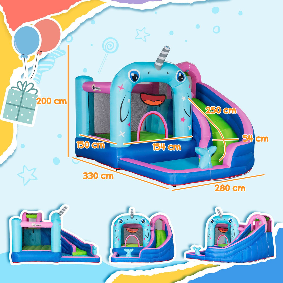 Safety Net, Water Slide, Play Castle, Water Park, For Children 3 To 8 Years
