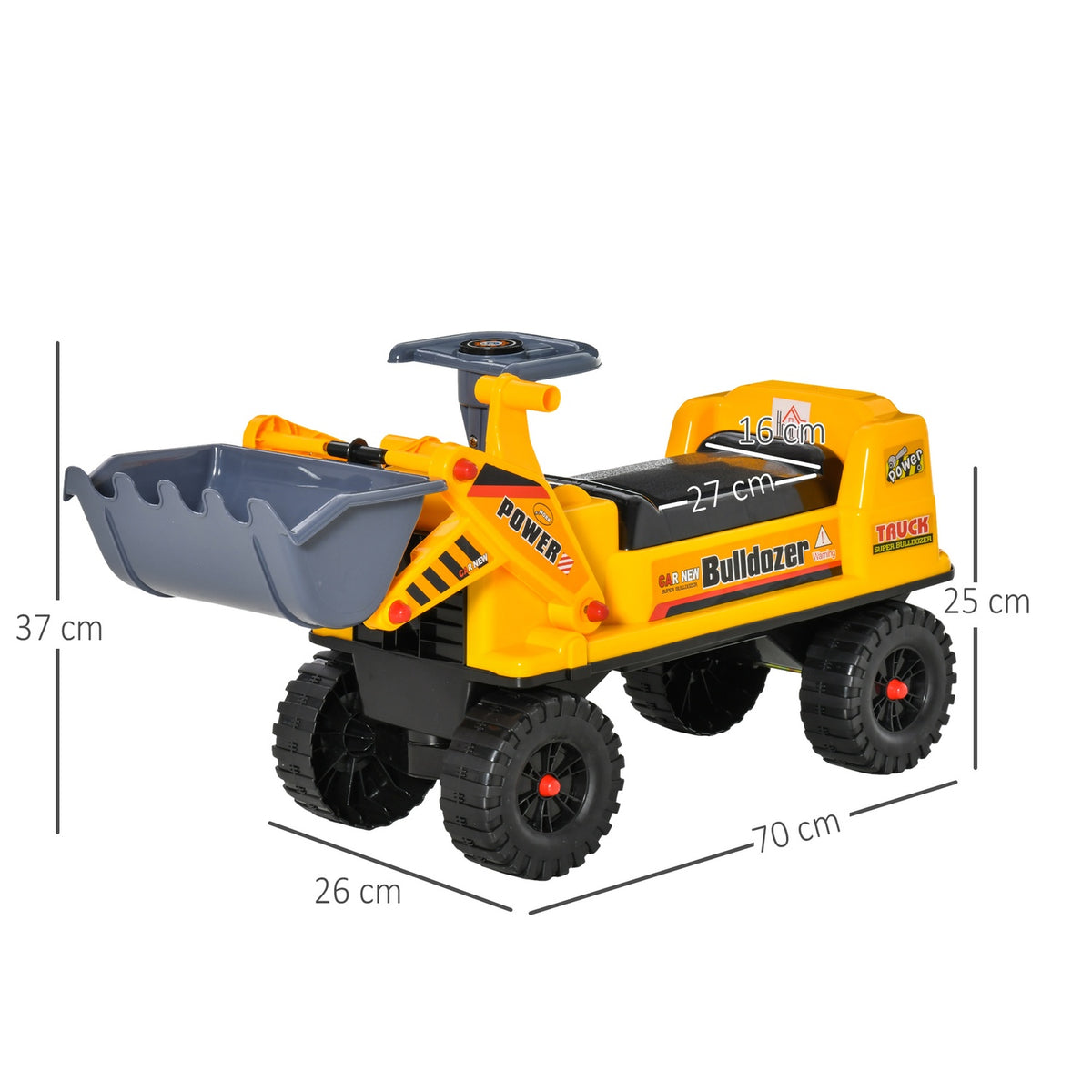 Sand Toy Ride-On Car For Children 2-3 Years, Ride-On Vehicle Made Of Pp Plastic, Yellow + Black + Gray