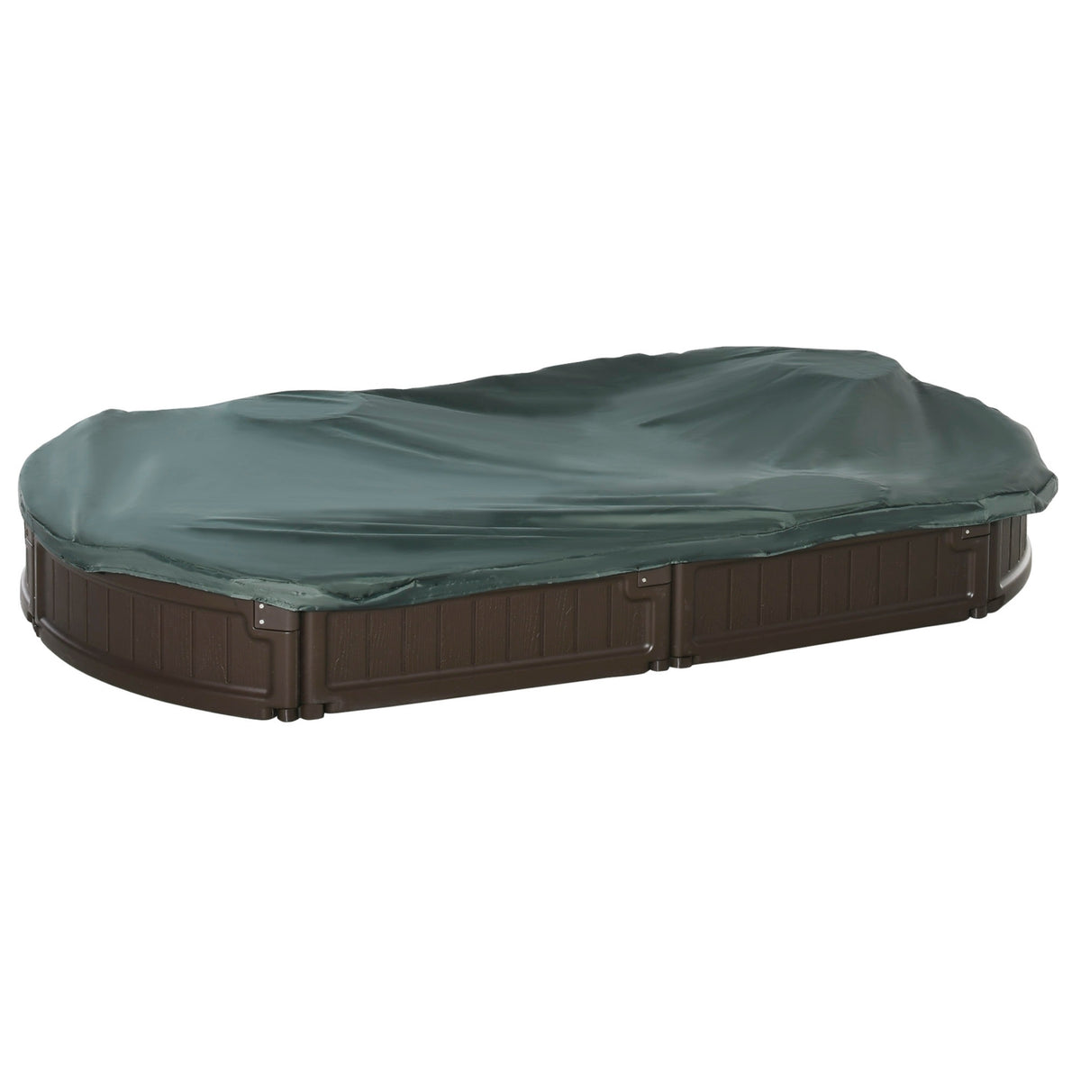 Sandbox tarpaulin with seat panels 183x105x22.5cm HDPE dark green for children 3-12 years