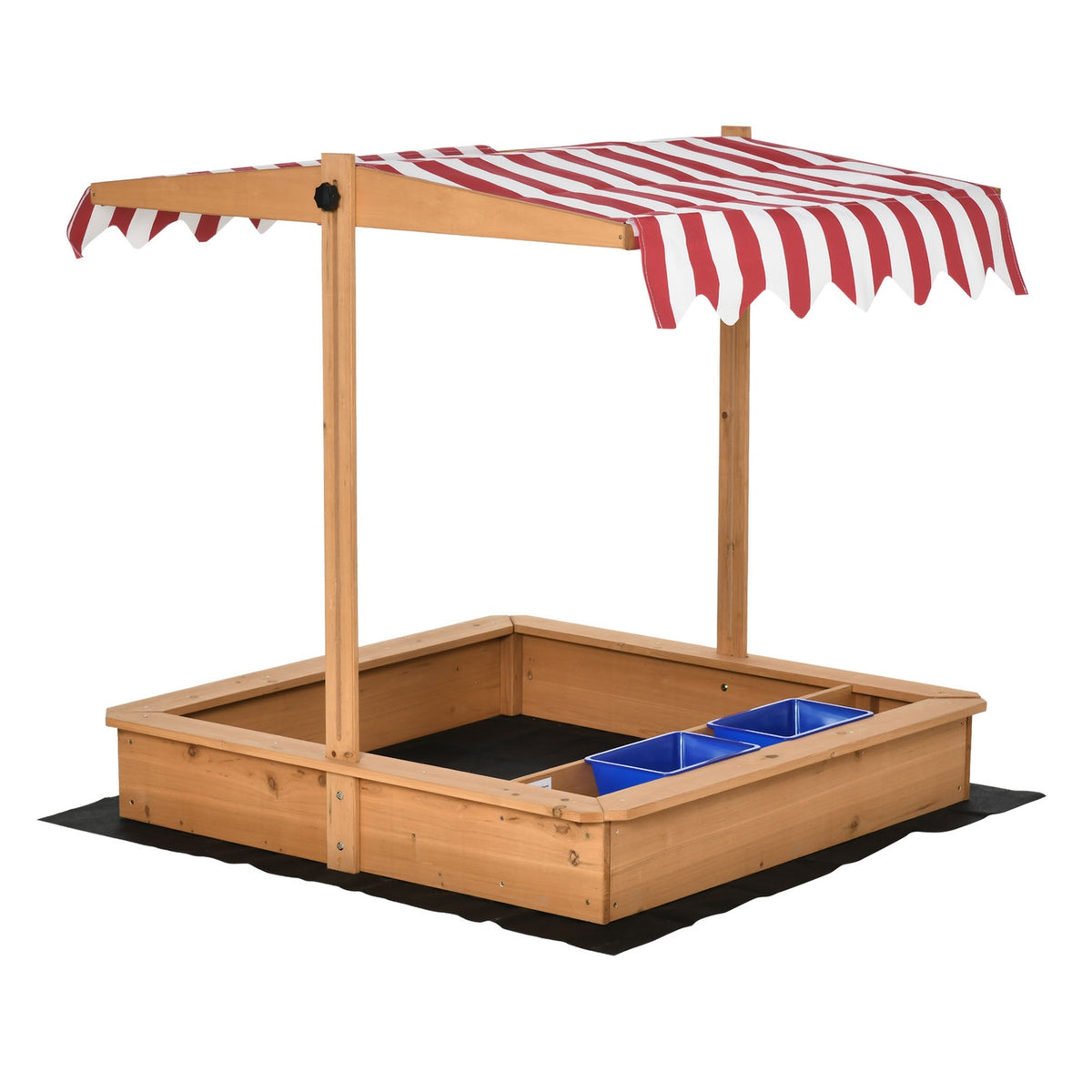 Sandpit Wooden Bottomless Design Mud Area For Children 3-7 Years Sandpit With Cover Roof For Garden Patio Beach