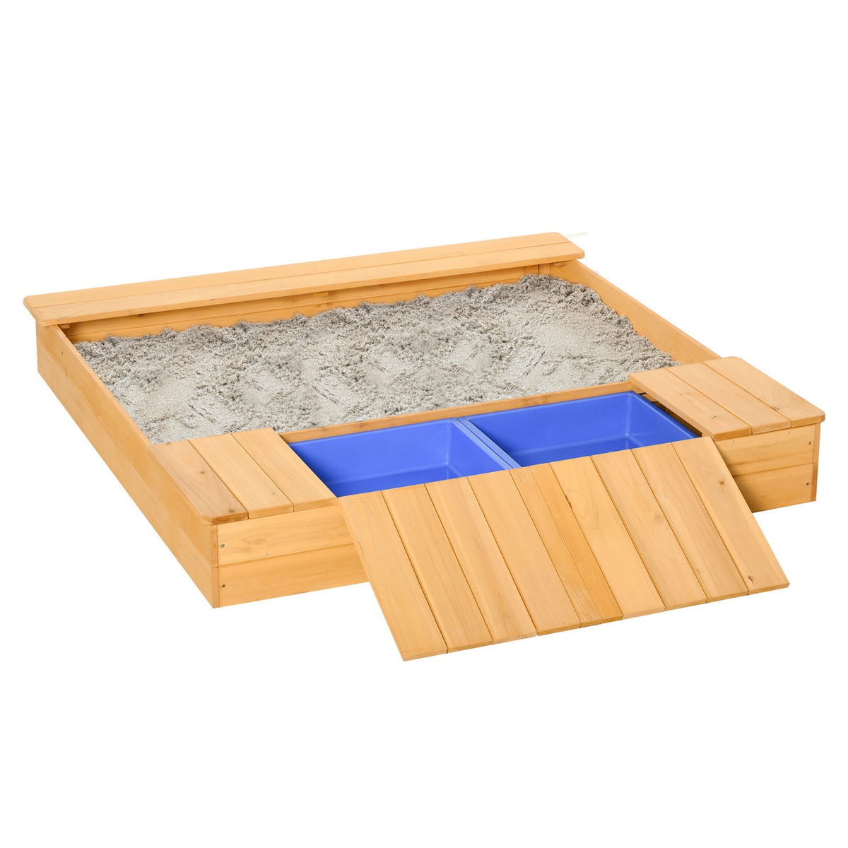 Sandpit Wooden Dustproof Roof 2 Storage Boxes 3-6 Years 125X121X17.5Cm